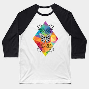 Rainbow Butterfly Doodle 2 Baseball T-Shirt